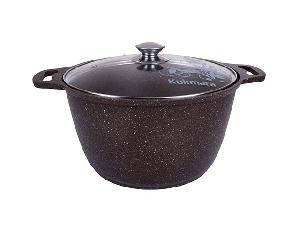 Кастрюля 6 л с антипригарным покрытием со стеклянной крышкой, Kukmara (Кофейный мрамор), кмк62-1а