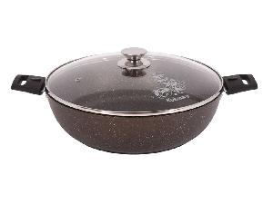 Сотейник 4.5 л со стеклянной крышкой 30 см, со съемными ручками, Kukmara (Кофейный мрамор), смк308а