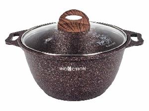Кастрюля с антипригарным покрытием со стеклянной крышкой Kukmara (Granit Ultra Induction red) кгаи22а, 2 л