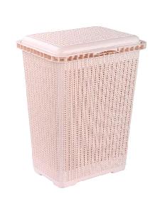 Корзина с крышкой для белья Альтернатива "Вязаное плетение" М6904 (бежевый), 25л