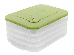 Контейнер с крышкой для хранения и заморозки продуктов на 4 секции, 30х23х14 см, зеленый