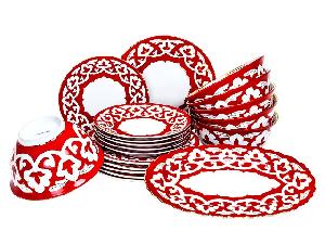 Столовый сервиз Красная Пахта, Turon porcelain, с золотом, 19 предметов