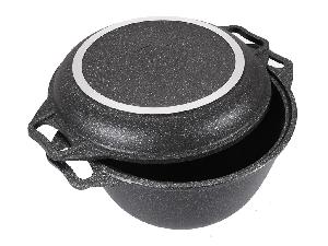 Казан 4 л с антипригарным покрытием с крышкой-сковородой, Kukmara (Темный мрамор), кмт44а