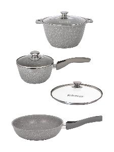 Набор кухонной посуды с антипригарным покрытием №4 (6 предм.), Kukmara (Светлый мрамор), нкп04мс