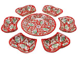 Набор салатников "Риштанская керамика", Красный, 7 предметов