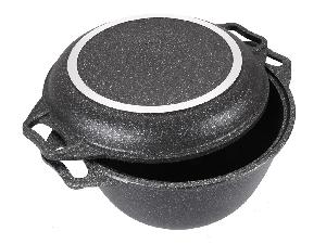 Казан 3 л с антипригарным покрытием с крышкой-сковородой, Kukmara (Темный мрамор), кмт34а