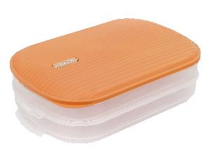 Контейнер с крышкой для хранения и заморозки продуктов на 2 секции, 32х22х9 см, оранжевый