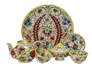 Набор чайный "Риштанская керамика", Турецкий стиль, желтый, 6 предметов