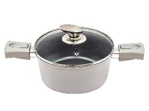Кастрюля 2.4 л с антипригарным покрытием со стеклянной крышкой, 20 см, Grey, PLOVER