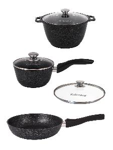 Набор кухонной посуды с антипригарным покрытием №3 (6 предм.), Kukmara (Темный мрамор), нкп03мт