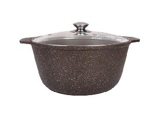 Кастрюля-жаровня 5 л с антипригарным покрытием со стеклянной крышкой, Kukmara (Кофейный мрамор), жмк52а