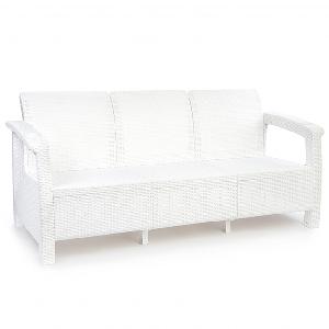 Садовый диван Альтернатива "Ротанг-плюс" М8349, 3-х местный (белый), 188х70х79