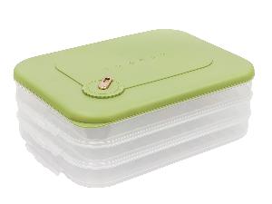 Контейнер с крышкой для хранения и заморозки продуктов на 3 секции, 30х23х11 см, зеленый