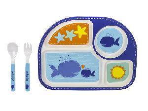 Набор детской бамбуковой посуды для кормления "Маленький кит", 3 предмета