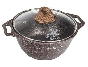 Кастрюля с антипригарным покрытием со стеклянной крышкой Kukmara (Granit Ultra Induction red) кгаи42а, 4 л