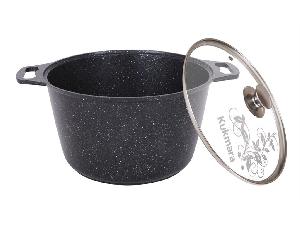 Кастрюля 10 л с антипригарным покрытием со стеклянной крышкой, Kukmara (Темный мрамор), кмт102-1а