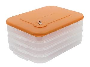 Контейнер с крышкой для хранения и заморозки продуктов на 4 секции, 30х23х14 см, оранжевый