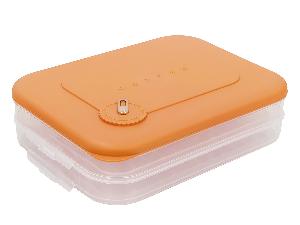 Контейнер с крышкой для хранения и заморозки продуктов на 2 секции, 30х23х8 см, оранжевый