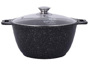 Кастрюля 4 л с антипригарным покрытием со стеклянной крышкой, Kukmara (Темный мрамор), кмт42а