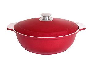 Кастрюля-жаровня 4 л с декоративным покрытием с крышкой, Kukmara (Бордовый), ж41б