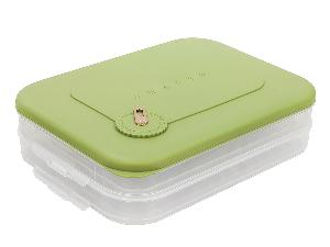 Контейнер с крышкой для хранения и заморозки продуктов на 2 секции, 30х23х8 см, зеленый