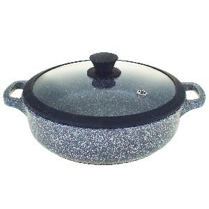 Жаровня с антипригарным покрытием с крышкой ТМ Традиция, Мрамор, 3.4 л