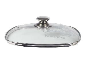 Стеклянная крышка квадратная 28х28 см с ручкой из нержавеющей стали, Kukmara, с28-2т112