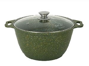 Кастрюля 4 л с антипригарным покрытием со стеклянной крышкой, Kukmara (Trendy style malachite), к41tsml