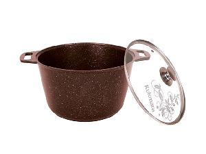 Кастрюля 8 л с антипригарным покрытием со стеклянной крышкой, Kukmara (Кофейный мрамор), кмк82-1а