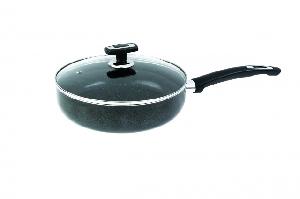 Сотейник с АП со стеклянной крышкой Калитва Black Stone, 24 см