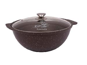 Казан 3.5 л с антипригарным покрытием со стеклянной крышкой, Kukmara (Кофейный мрамор), кмк37а