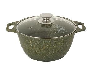 Кастрюля 2 л с антипригарным покрытием со стеклянной крышкой, Kukmara (Trendy style malachite), к21tsml