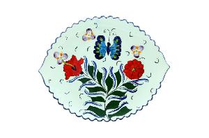 Блюдо Ляган "Риштанская керамика", Бабочка, Узбекистан, Ø 41 см