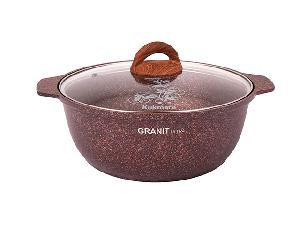 Кастрюля-жаровня 5 л с антипригарным покрытием со стеклянной крышкой, Kukmara (Granit Ultra Red), жга52а