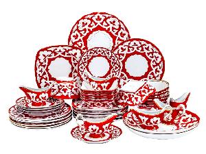 Столовый сервиз Красная Пахта, Turon porcelain, с золотом, 39 предметов