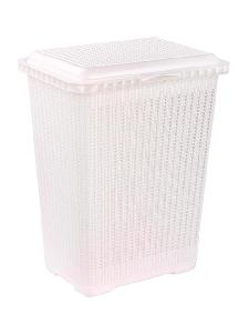 Корзина с крышкой для белья Альтернатива "Вязаное плетение" М6888 (белый), 25л
