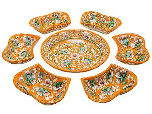 Набор салатников "Риштанская керамика", Оранжевый, 7 предметов