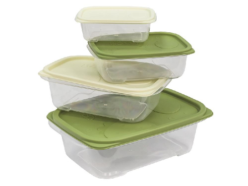 Набор из 4-х пищевых контейнеров с крышкой от 0.2 до 2 л, прямоугольные, Plover