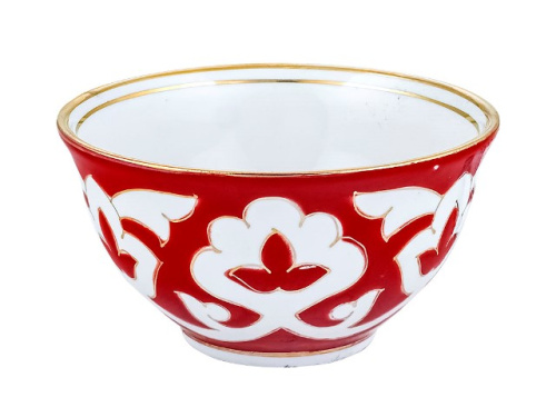 Пиала Красная Пахта, Turon Porcelain, с золотом, Ø 10 см