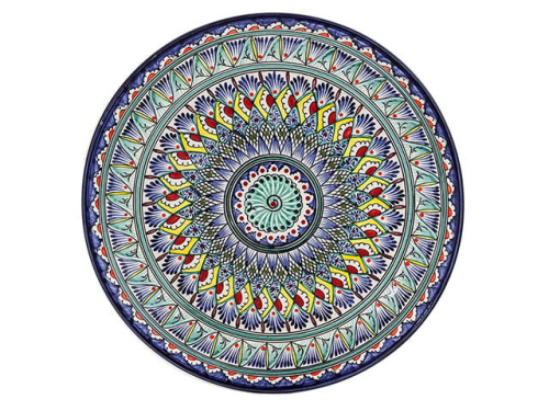 Блюдо Ляган "Риштанская керамика", Синяя мехроб, диаметр 38 см RSN038
