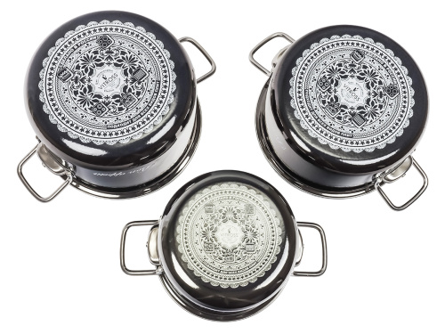 Набор кастрюль №13 Bon Appetit, 3 предмета, мокрый асфальт