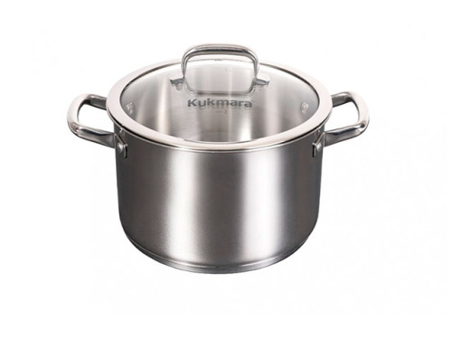 Кастрюля 5 л из нержавеющей стали со стеклянной крышкой, Kukmara (Leon), LN-CA5022G