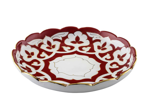 Лагманница Красная Пахта, Turon Porcelain, с золотом, Ø 21 см