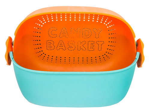 Дуршлаг с миской 2 в 1 овальный, пластиковый, 2.5 л, бирюзовый/оранжевый