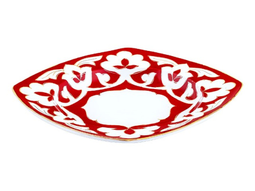 Тарелка квадратная Красная Пахта, Turon Porcelain, с золотом, Ø 21.5 см