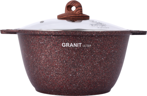Кастрюля 4 л с антипригарным покрытием со стеклянной крышкой Kukmara (Granit Ultra Red), кга42а