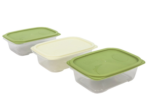 Набор из 3-х пищевых контейнеров с крышкой по 0.3 л, прямоугольные, Plover