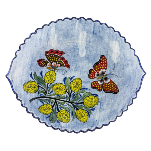 Блюдо Ляган "Риштанская керамика", Бабочка, Узбекистан, диаметр 41