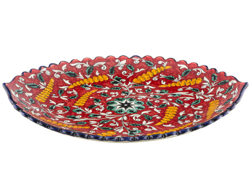 Блюдо Ляган овальный "Риштанская керамика", Коракалам, диаметр 41 см RS33_21