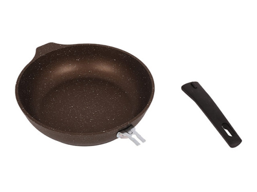 Сковорода 24 см с антипригарным покрытием со съемной ручкой, Kukmara (Кофейный мрамор), смк246а